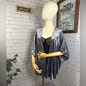 Madden nyc velvet blue grey metallic One size cardigan
